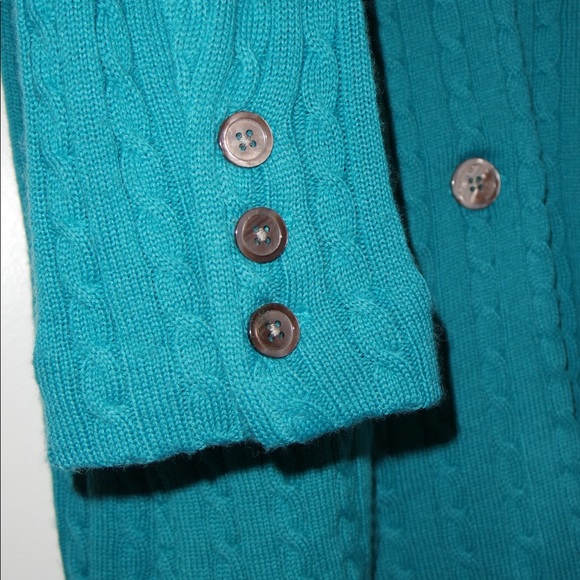 Dialogue Cardigan Sweater- Turquoise Small - Picture 4 of 5